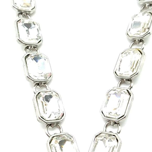 Vintage Monet AB Faceted Crystal Rhinestone Necklace Silver Tone Signed - Picture 12 of 15